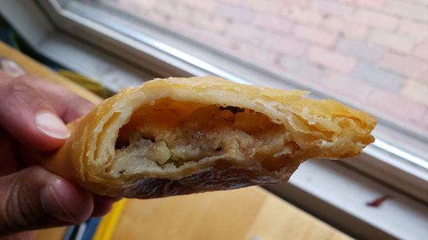 Interior of vegetable samosa, vegan by default ($3). Pretty good, but oily. Nice quick snack.