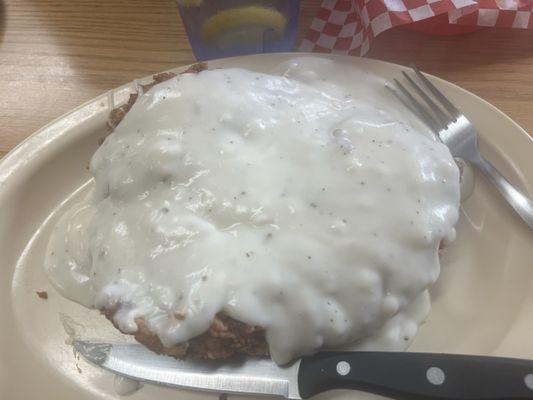 My chicken fried steak was huge and the gravy was delicious!