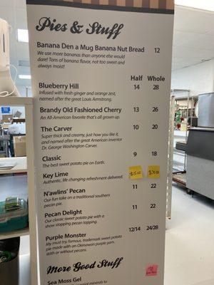 In bakery menu