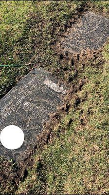 Trampled grave from ground workers