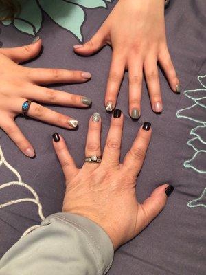 My little girls nails were done by Linda and my dark purple were done by Andrew