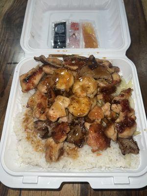 #7 - Chicken, Beef, & Shrimp Teriyaki (~$13)