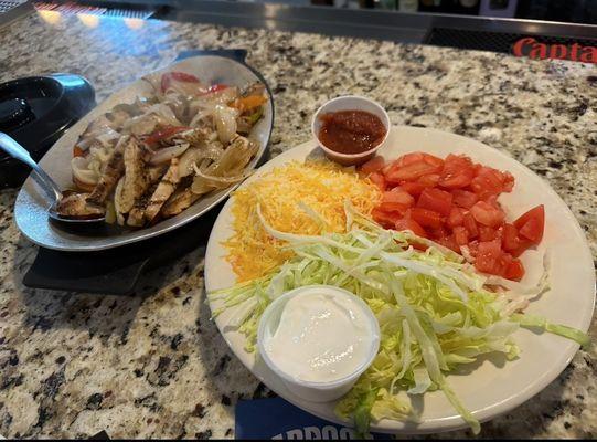 7/14/2024: chicken fajitas, good but no sizzling plate, just to set expectations