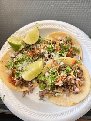 Corn tortilla steak tacos!