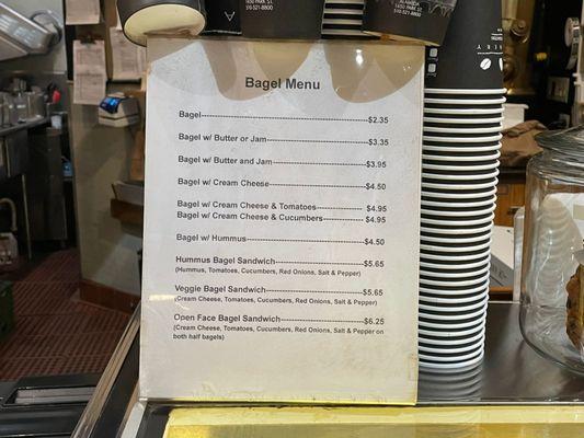 Bagel menu