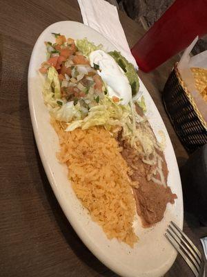 Rice beans & salad for fajitas