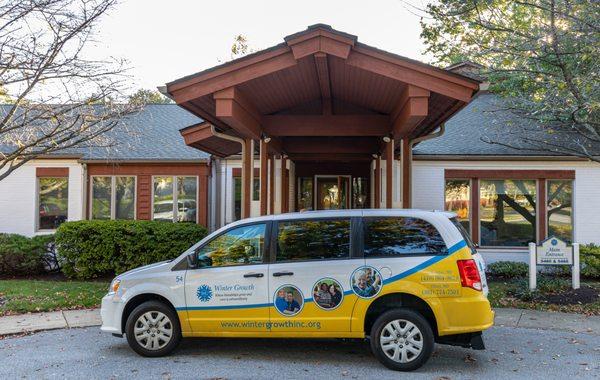 Winter Growth - Ruth Keeton House Assisted Living Entrance and Accessible Minivan