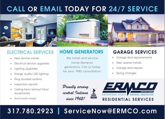 For all your electrical, generator, and garage door needs.