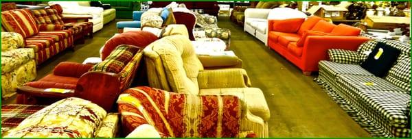 Second-hand furniture donations. These couches are a great price at the ReStore!