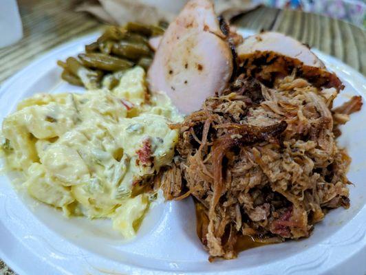 Pulled pork and roasted turkey