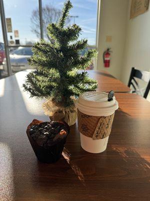 Chocolate muffin and Samoa latte