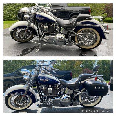 Before and after motorcycle detail