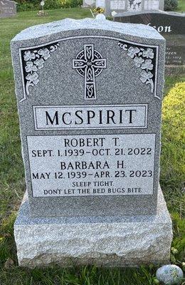 My parents'' beautiful headstone.