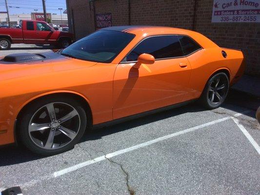 Window tint done on a 2016 Dodge Challenger