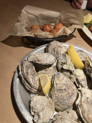 Oysters and hush puppies