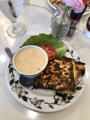 Quiche of the day and crab bisque