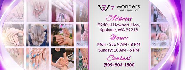 7 Wonders AVEDA is a full service nails, hair and spa. Walk-ins welcome, no appointment necessary.