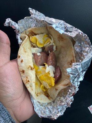 Sausage and egg taco