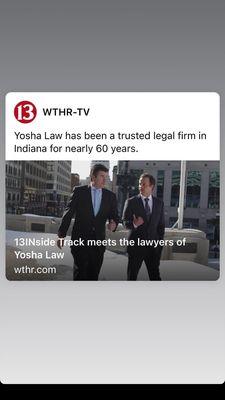 Yosha Law featured by WTHR Indianapolis