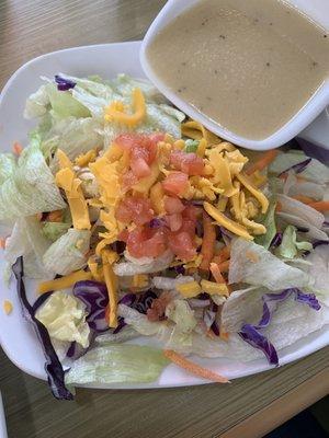 House salad with vinaigrette sauce.