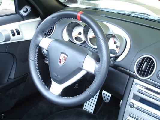 Custom painted interior (Porsche) steering wheel trim, gauge surround, upper door trim