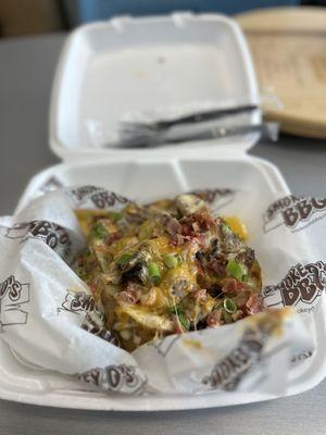 Loaded baked potato with burnt ends!