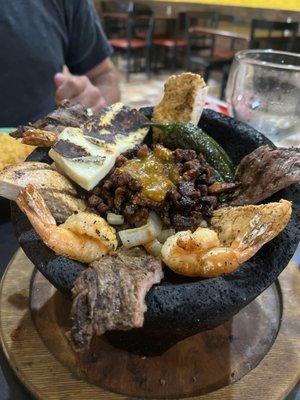 Husband's favorite, the Molcajete Chingon. Similar to Fajitas in a bowl.