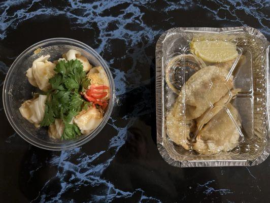 Left: Shrimp Shumai (steamed)  Right; Pork Gyoza (fried)