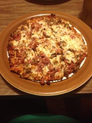 8" hamburger and ham pizza