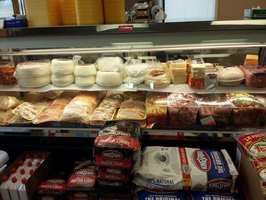 Cheese and Meat counter. Tamales on Saturday