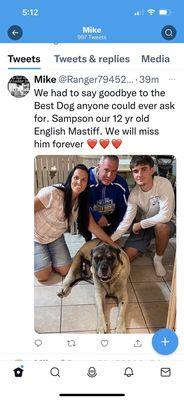 Sampson with his Family who loved him