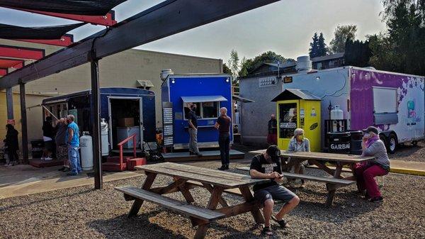 A look at the cart pod, including a vending machine for masks.  Nice idea.