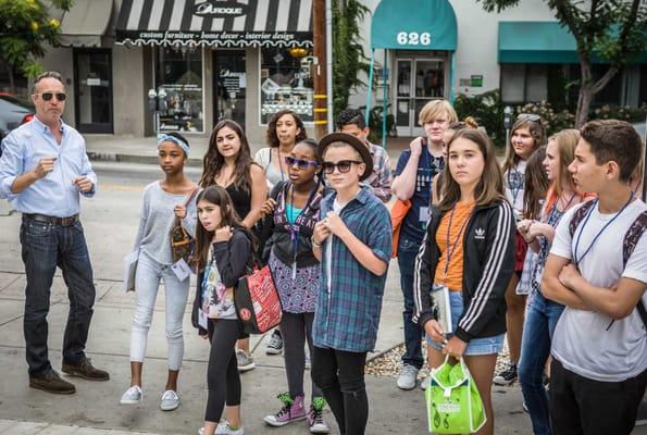 Campers touring the West Hollywood Design District.