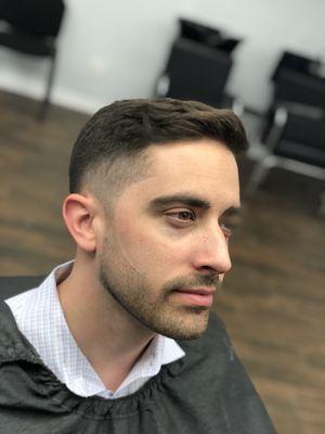 Mid fade with a beard trim and line up