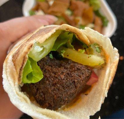 Falafel wrap and small Fattoush Salad