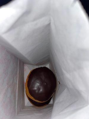 Two Boston creme donuts