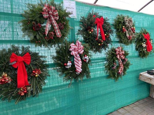 Freshly made balsam wreaths