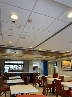 Moulded ceiling right over the breakfast area