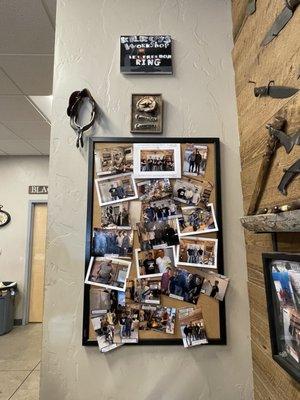 Forged in Fire wall!  Clients and owners that have been on the show! So awesome!