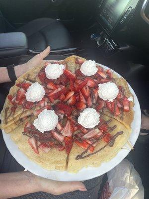 Awesome Nutella/strawberry crepes w/ buttercream whipped cream