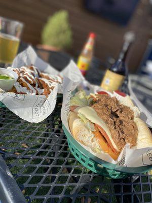 On the right is a roast beef po-boy. The left was one of the French fry options they had.