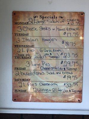 Daily specials