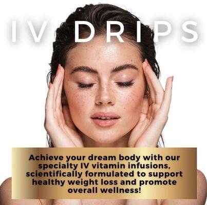 Iv drips therapy 
* Hydration 
* weight loss 
* Super Immune Booster
* Stress Release 
* Hangover 
* Glamour IV 
* Detox IV