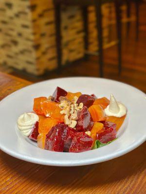 Panzaria(Golden and Red beets, spinach, walnuts, homemade skordalia)