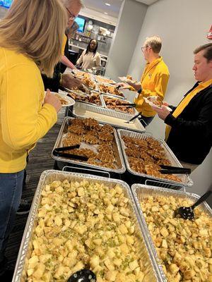 Chicken and waffles with chicken fried bacon is a real treat when Kevin caters for functions! He is the best ever at catering events!