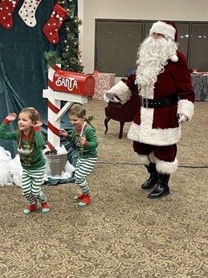 Santa letting our grandkids send their Christmas lists to the North Pole.