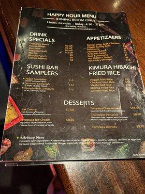 Happy Hour Menu