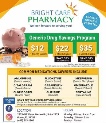 Call us today to find out how we can help you save on your meds!
 
 407-813-1800