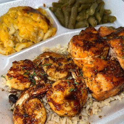 Honey jerk salmon & shrimp