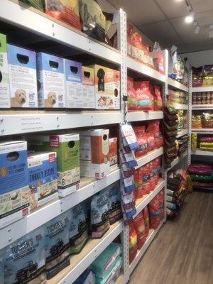 A large selection of freeze dried raw meals for young puppies to elderly